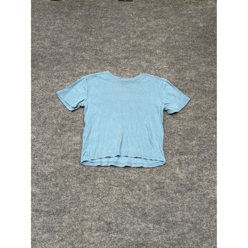 Vintage Nike Baby Tee Light Blue Ribbed Embroidered Script Logo Shirt Womens M - Picture 3 of 11